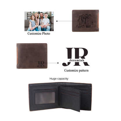 Personalised Family Photo Wallet | Custom Engraved Men's Wallet