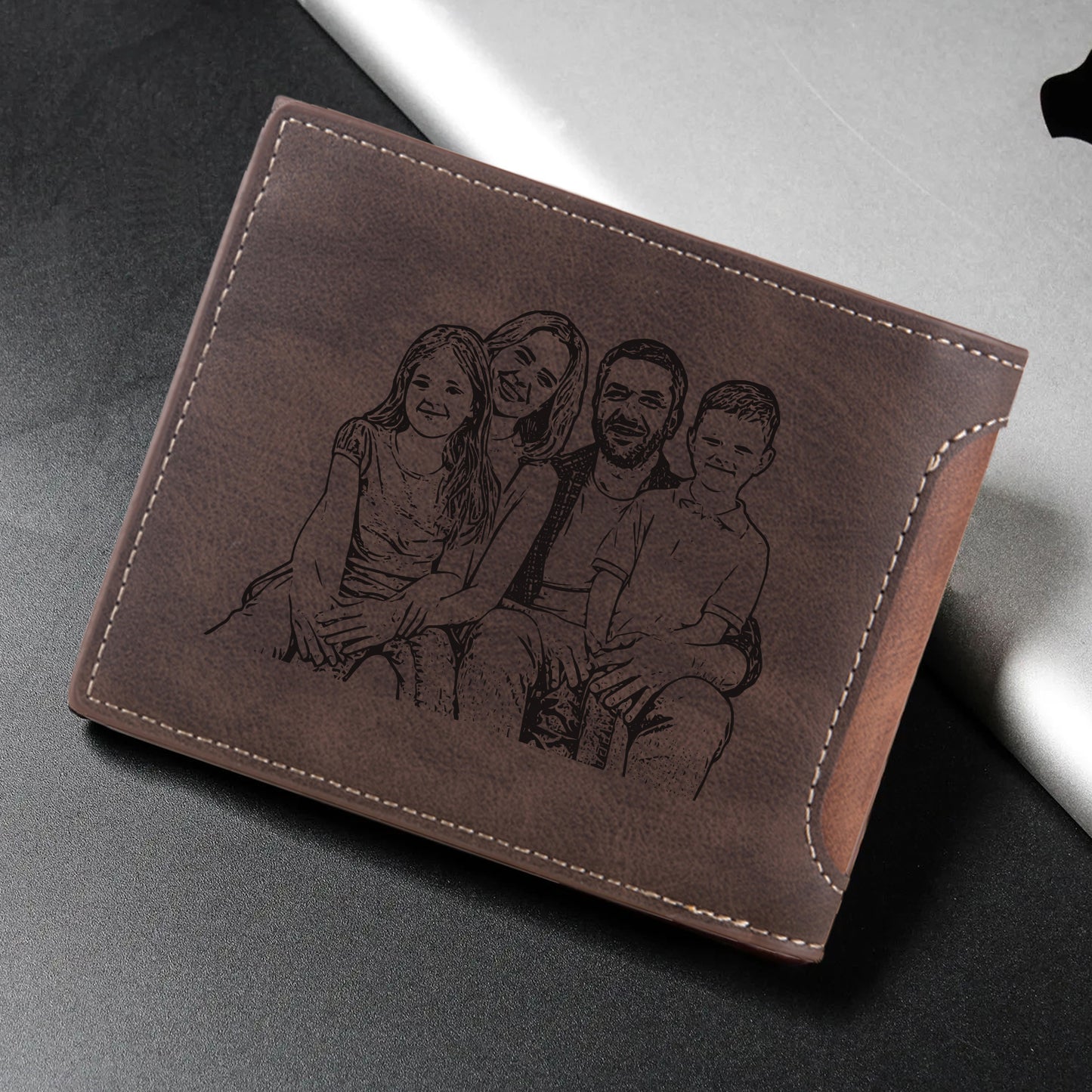 Personalised Family Photo Wallet | Custom Engraved Men's Wallet