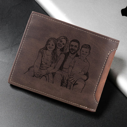 Personalised Family Photo Wallet | Custom Engraved Men's Wallet