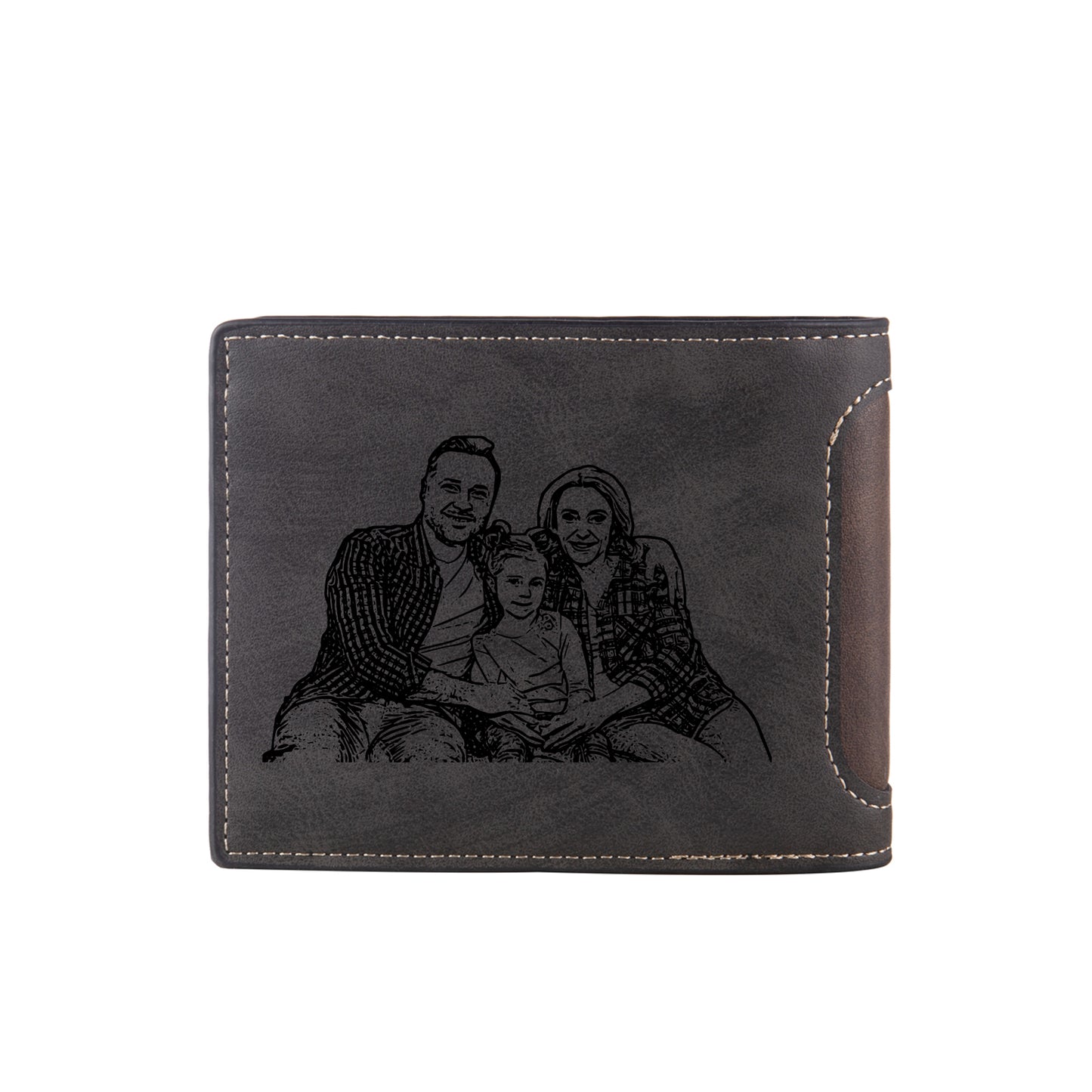 Personalised Family Photo Wallet | Custom Engraved Men's Wallet