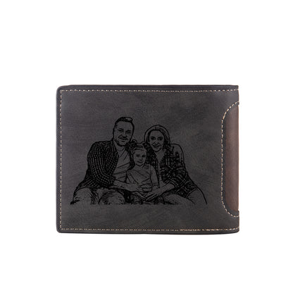Personalised Family Photo Wallet | Custom Engraved Men's Wallet