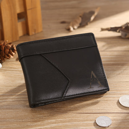 Personalised Men's Top Grain Leather Wallet | Custom Initial & Name Bifold Wallet