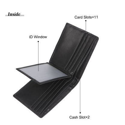 Personalised Men's Top Grain Leather Wallet | Custom Initial & Name Bifold Wallet
