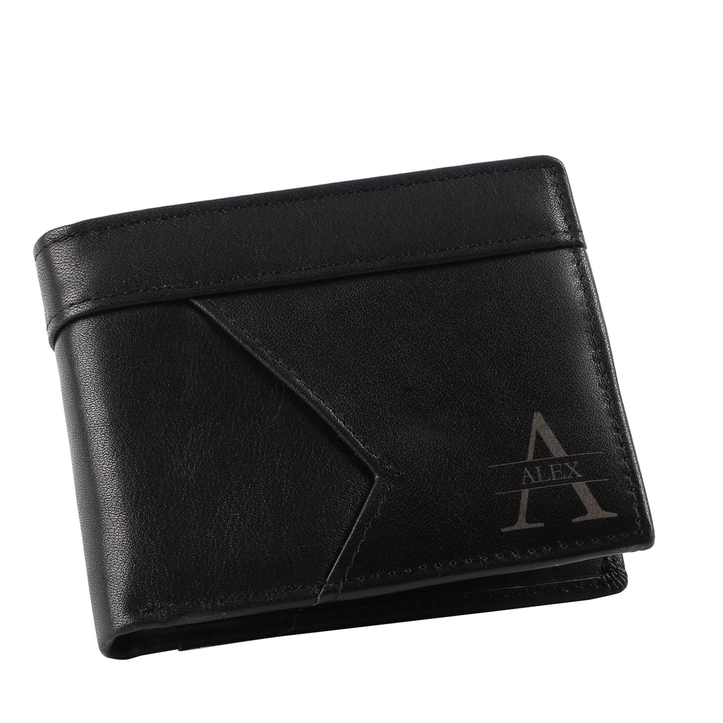 Personalised Men's Top Grain Leather Wallet | Custom Initial & Name Bifold Wallet
