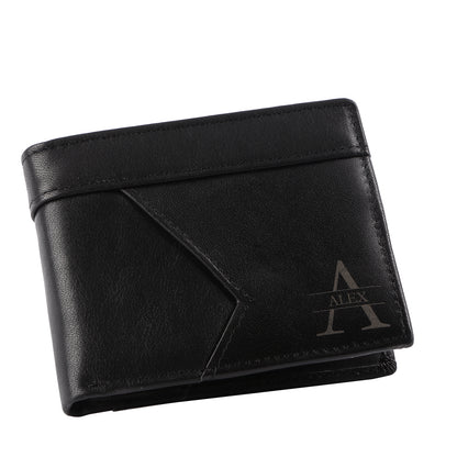 Personalised Men's Top Grain Leather Wallet | Custom Initial & Name Bifold Wallet