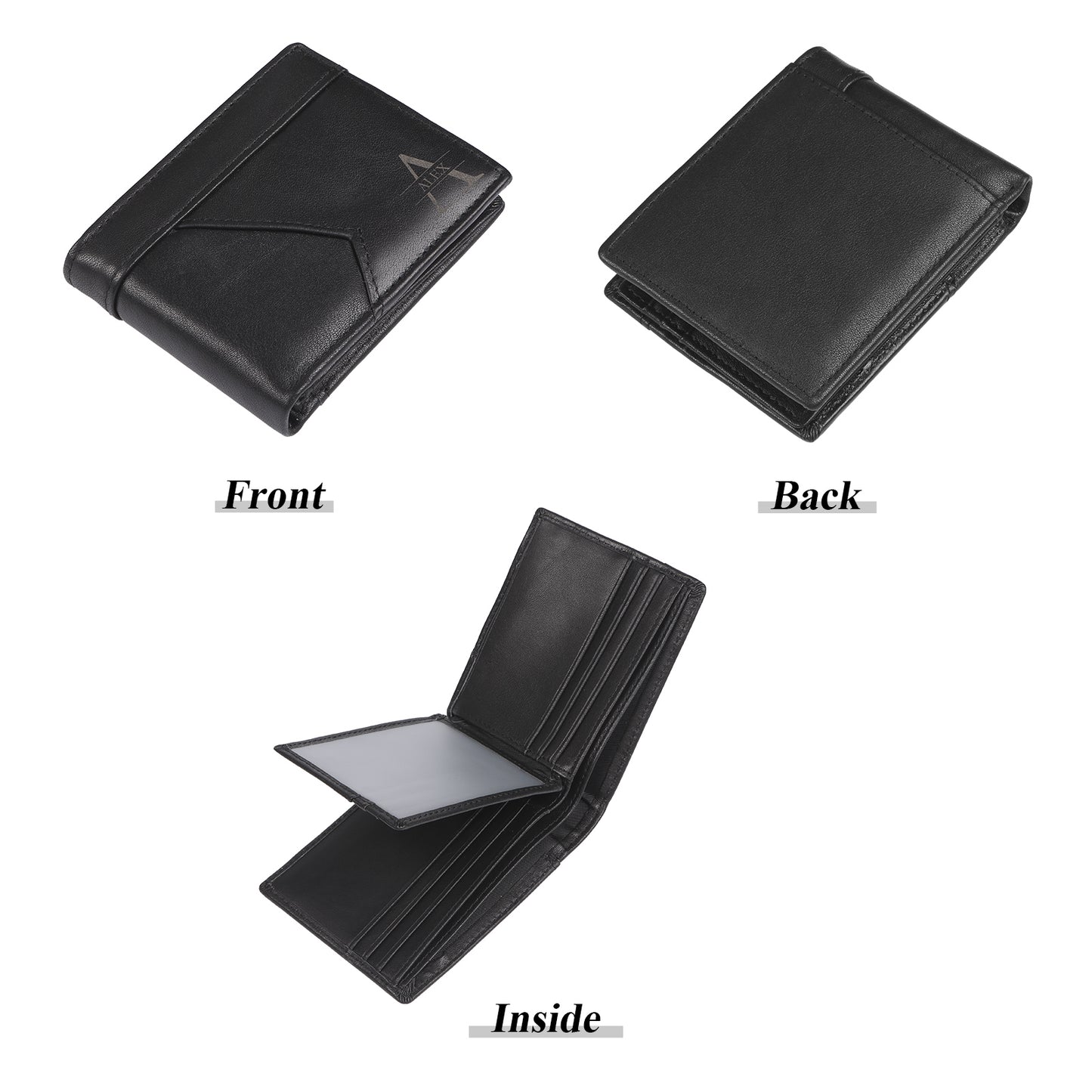 Personalised Men's Top Grain Leather Wallet | Custom Initial & Name Bifold Wallet