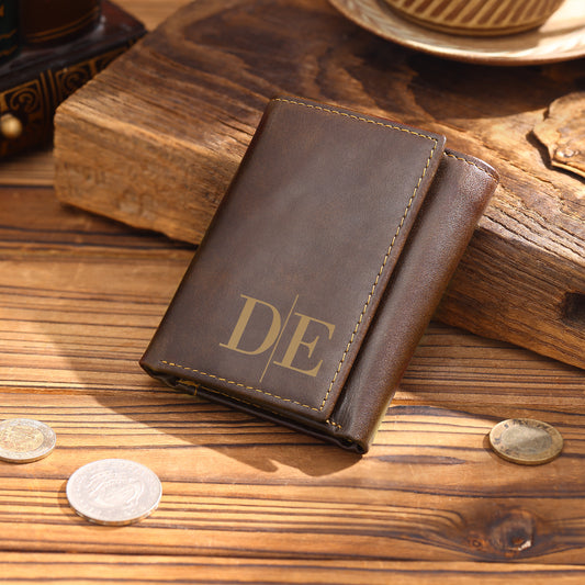 Personalised Men's Top Grain Leather Wallet | Custom Design Bifold Wallet