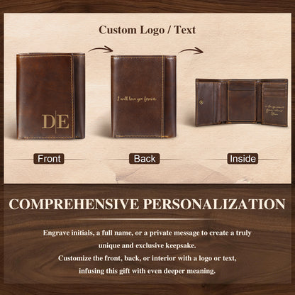 Personalised Men's Top Grain Leather Wallet | Custom Design Bifold Wallet