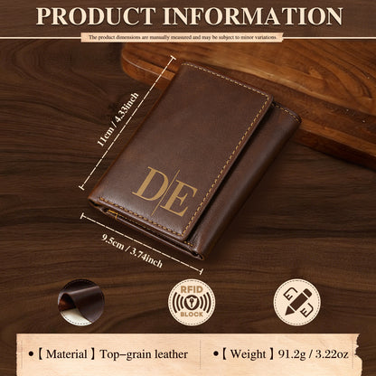 Personalised Men's Top Grain Leather Wallet | Custom Design Bifold Wallet