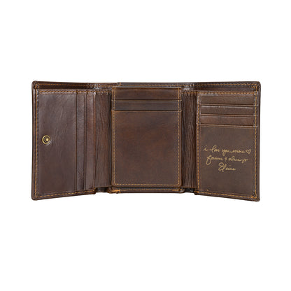Personalised Men's Top Grain Leather Wallet | Custom Design Bifold Wallet