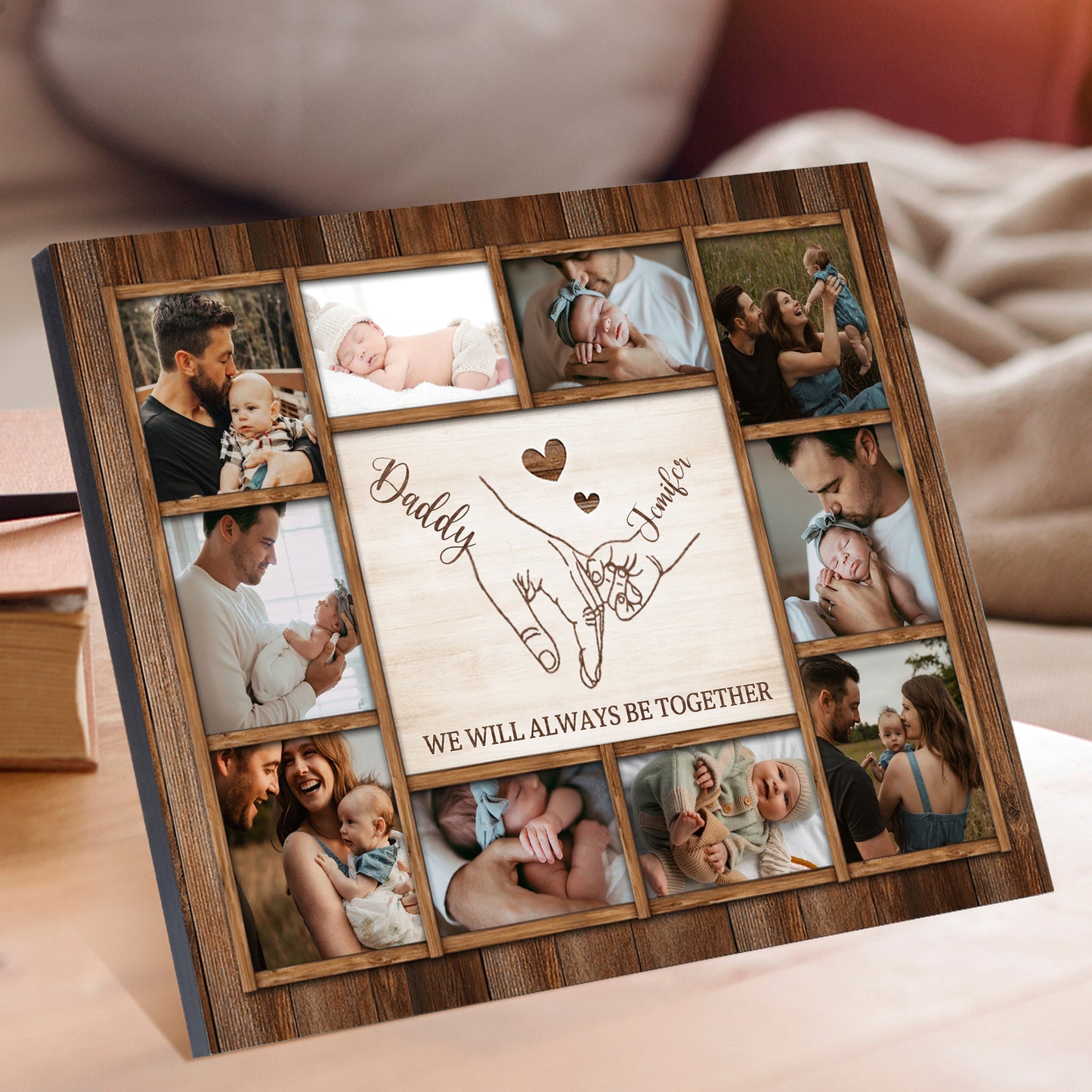 Personalised Wooden Father's Day Photo Collage Frame