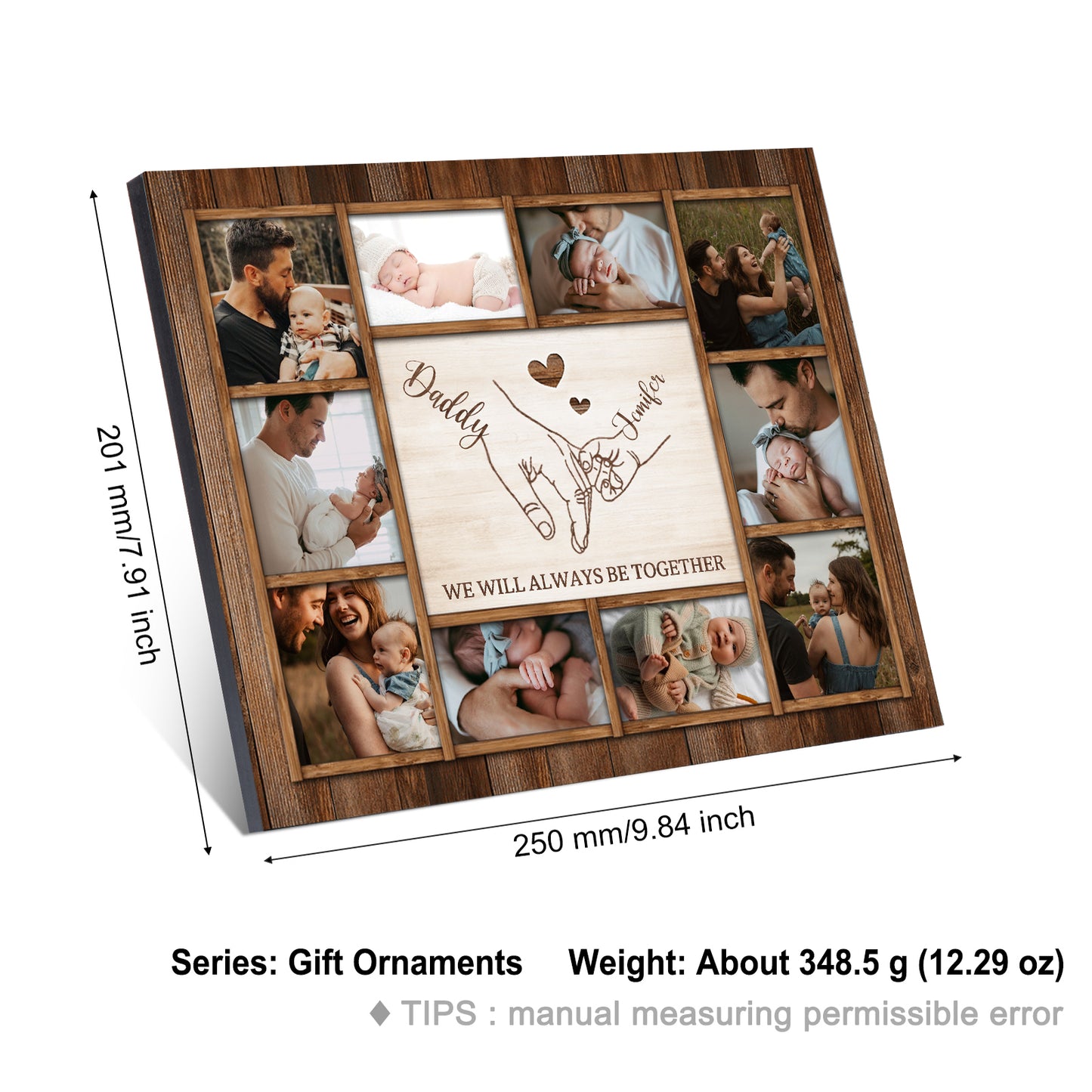 Personalised Wooden Father's Day Photo Collage Frame