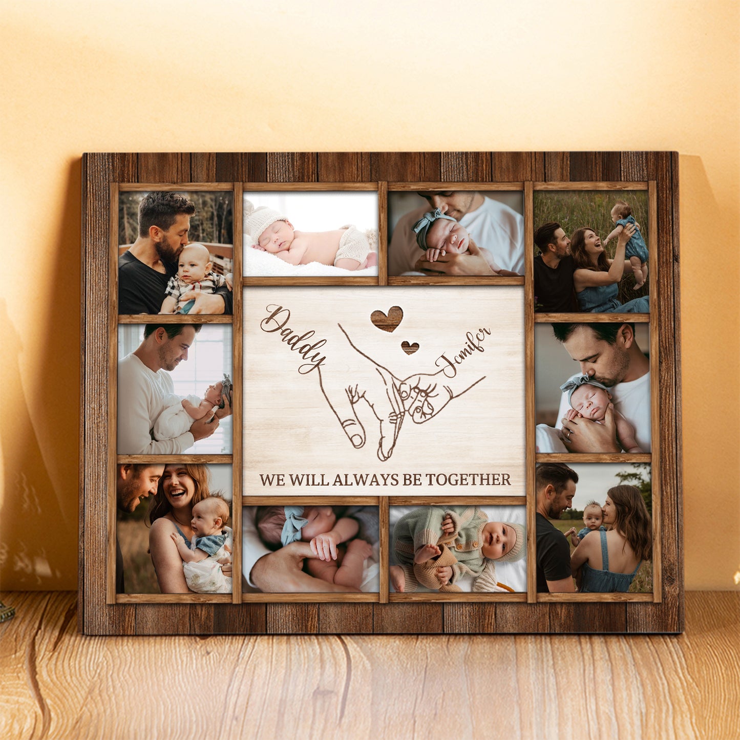 Personalised Wooden Father's Day Photo Collage Frame
