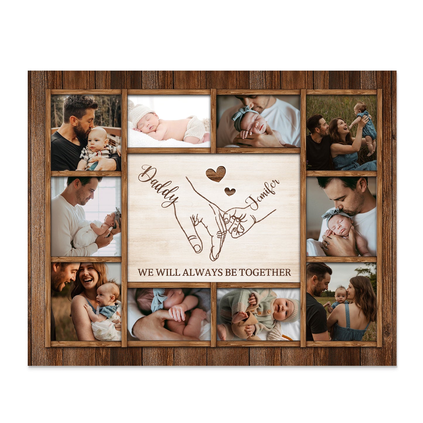 Personalised Wooden Father's Day Photo Collage Frame
