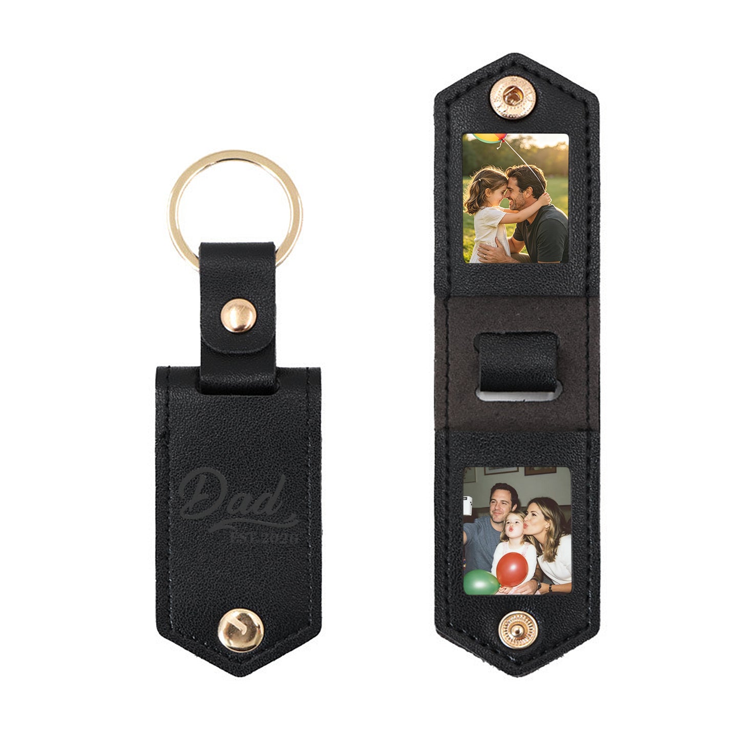 Personalised Double Photo Keyring with Custom Engraving