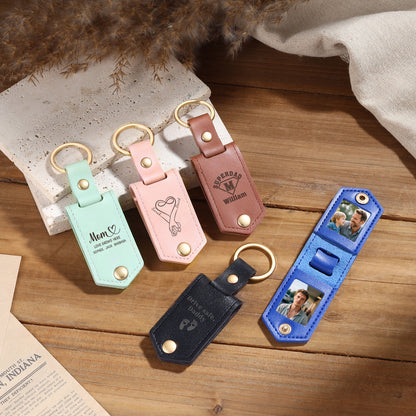 Personalised Double Photo Keyring with Custom Engraving