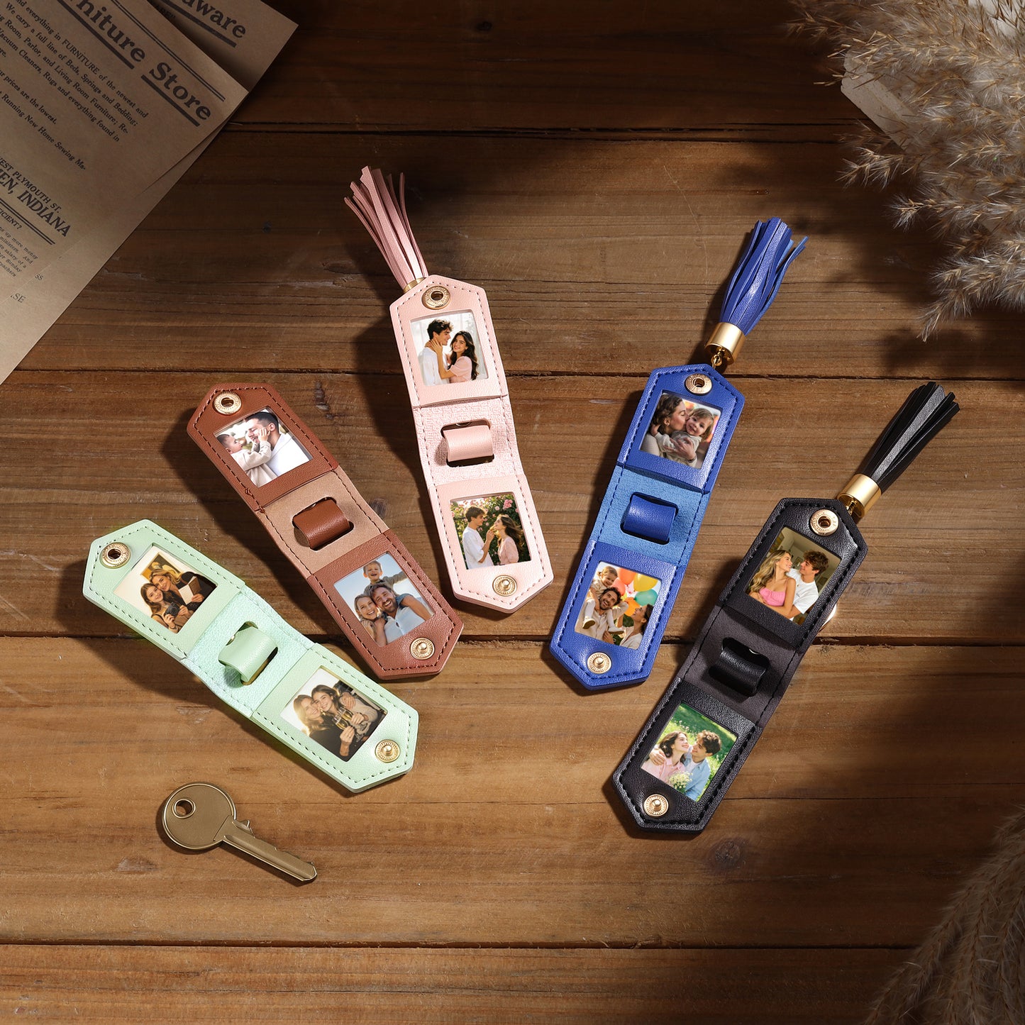 Personalised Double Photo Keyring with Custom Engraving