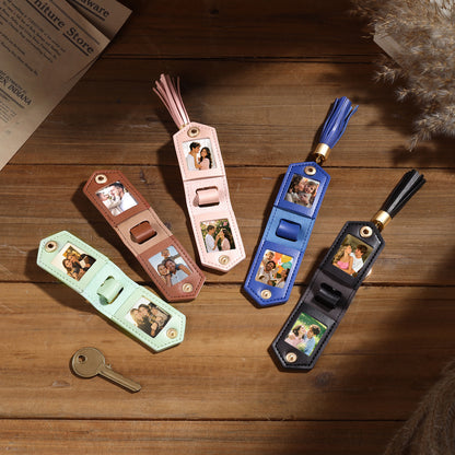 Personalised Double Photo Keyring with Custom Engraving