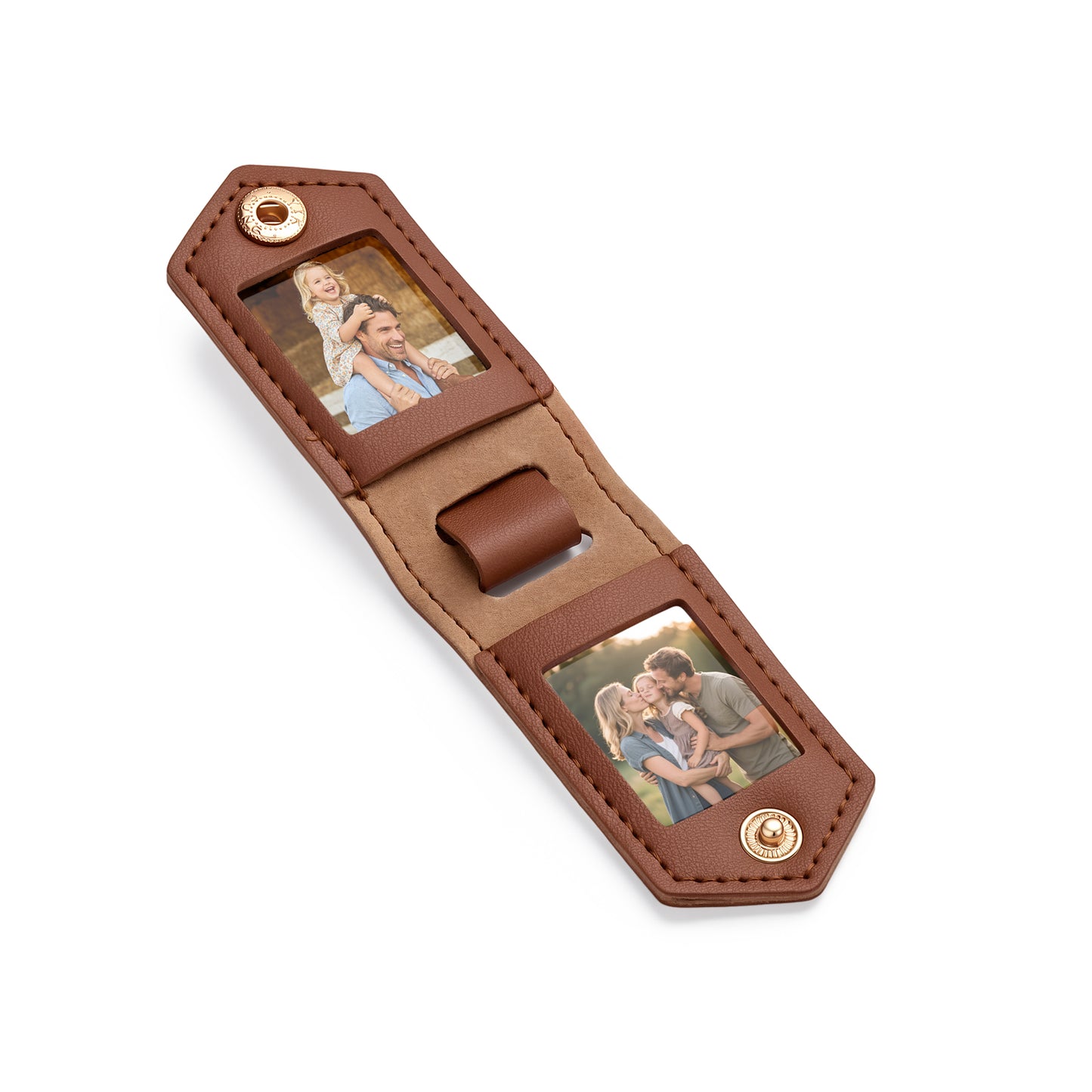 Personalised Double Photo Keyring with Custom Engraving