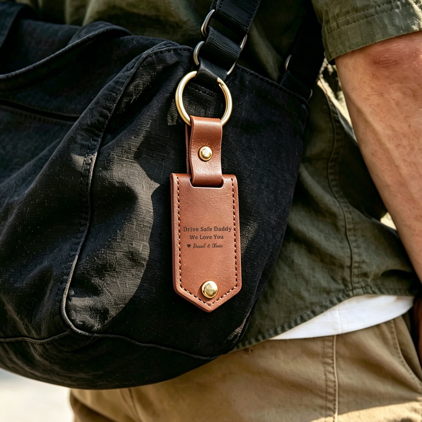 Personalised Double Photo Keyring with Custom Engraving