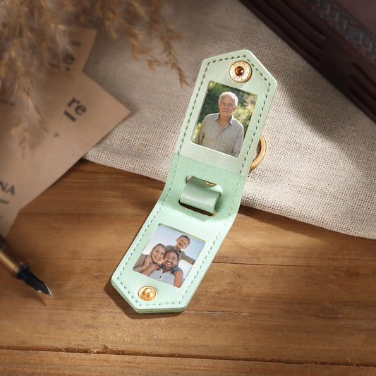 Personalised Double Photo Keyring with Custom Engraving