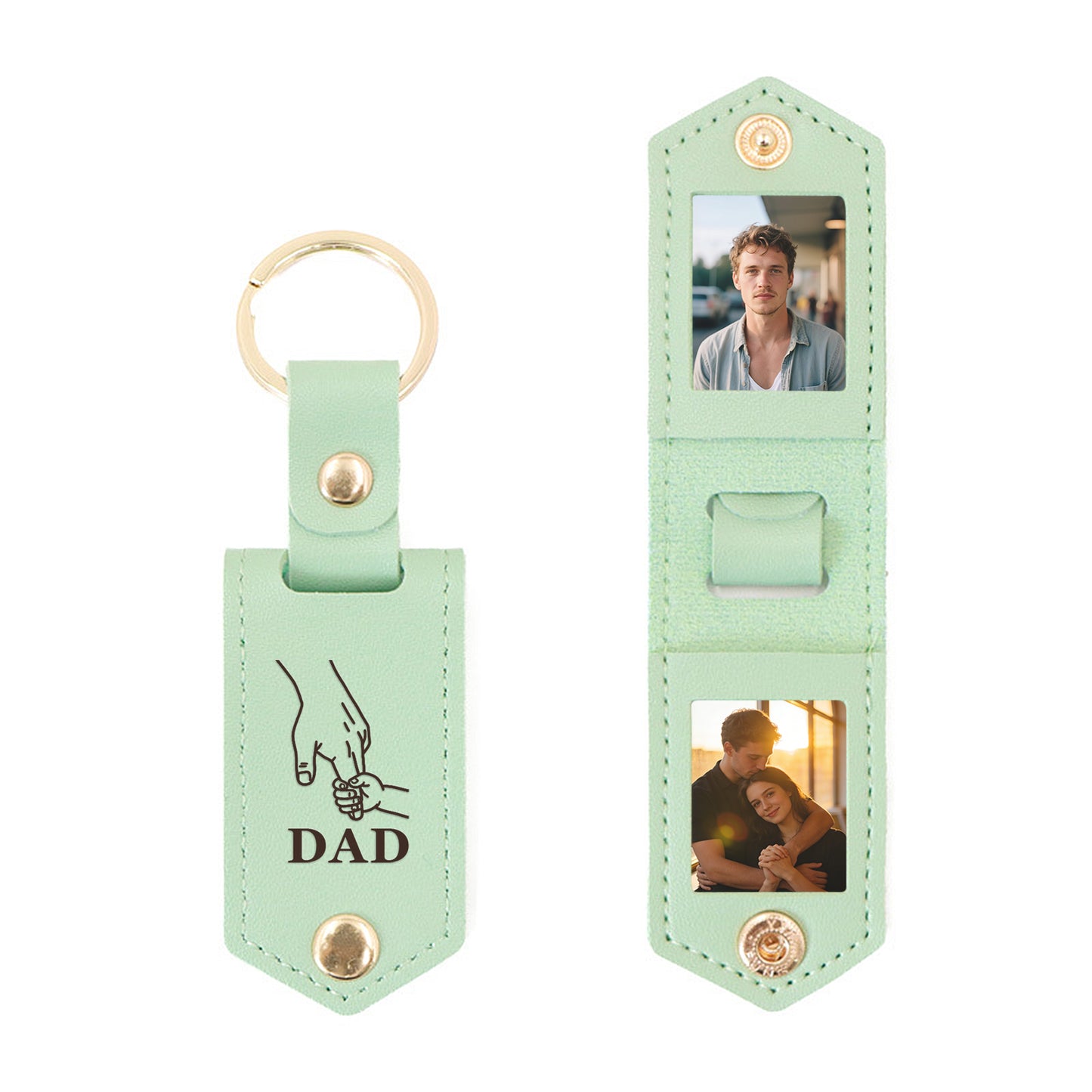 Personalised Double Photo Keyring with Custom Engraving