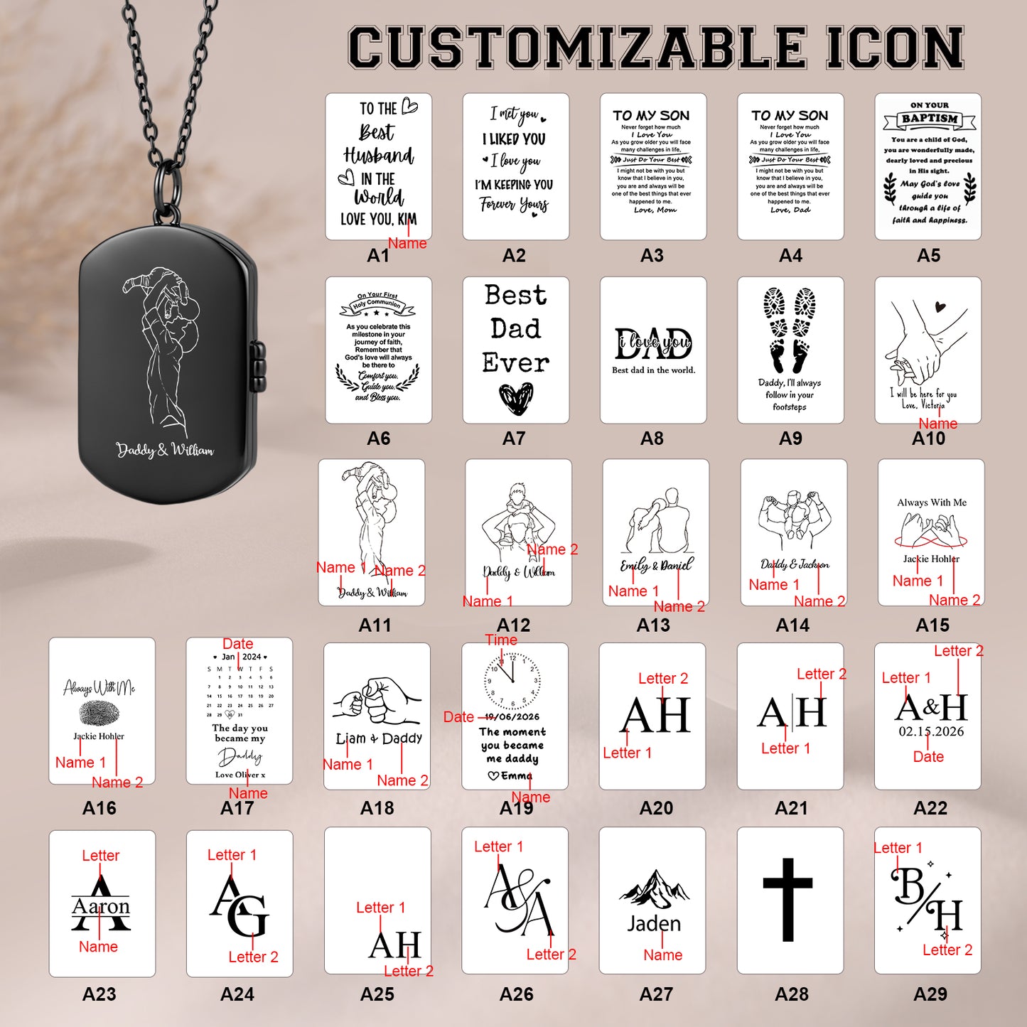 Personalised Men's Stainless Steel Cross Photo Locket Necklace