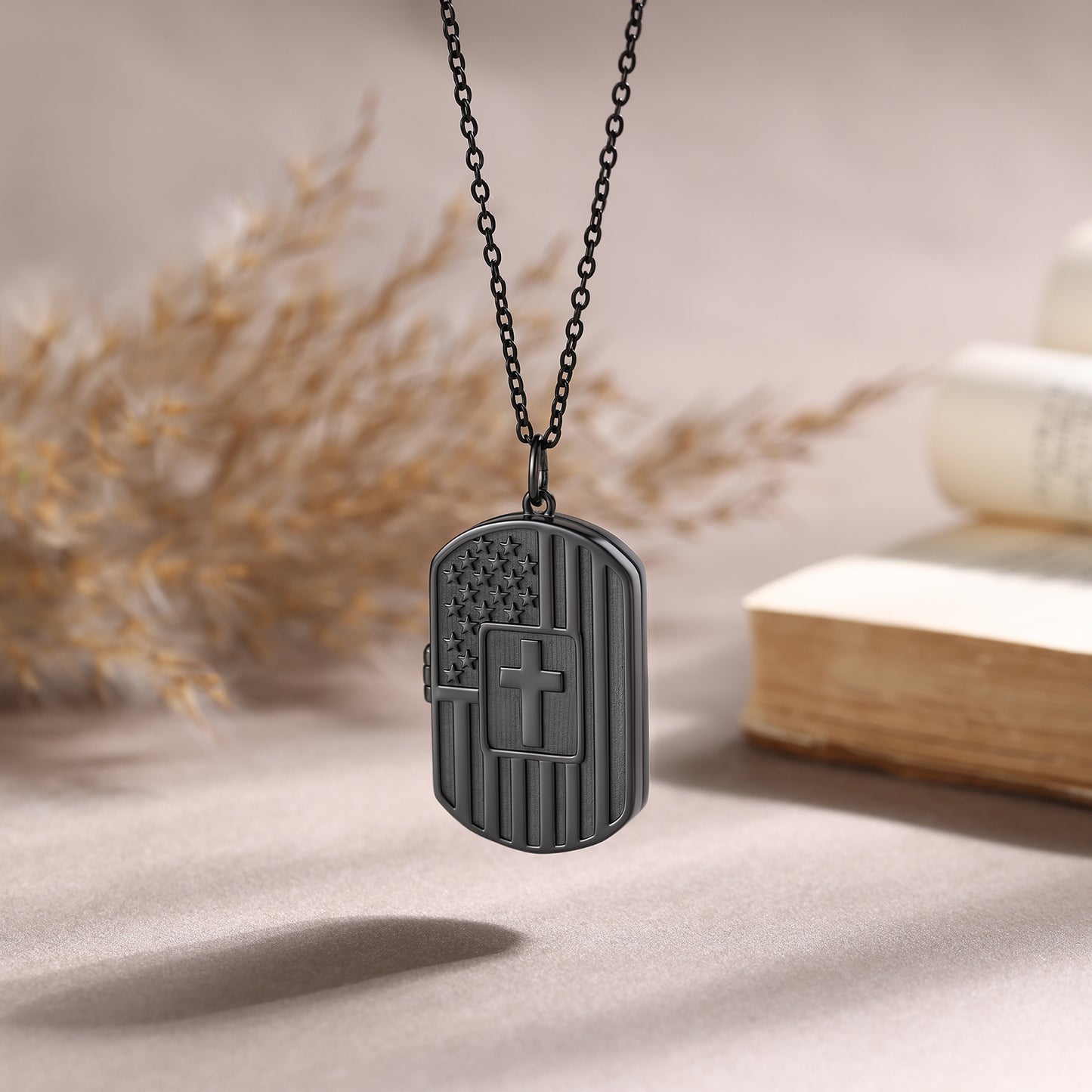 Personalised Men's Stainless Steel Cross Photo Locket Necklace