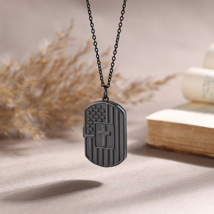 Personalised Men's Stainless Steel Cross Photo Locket Necklace