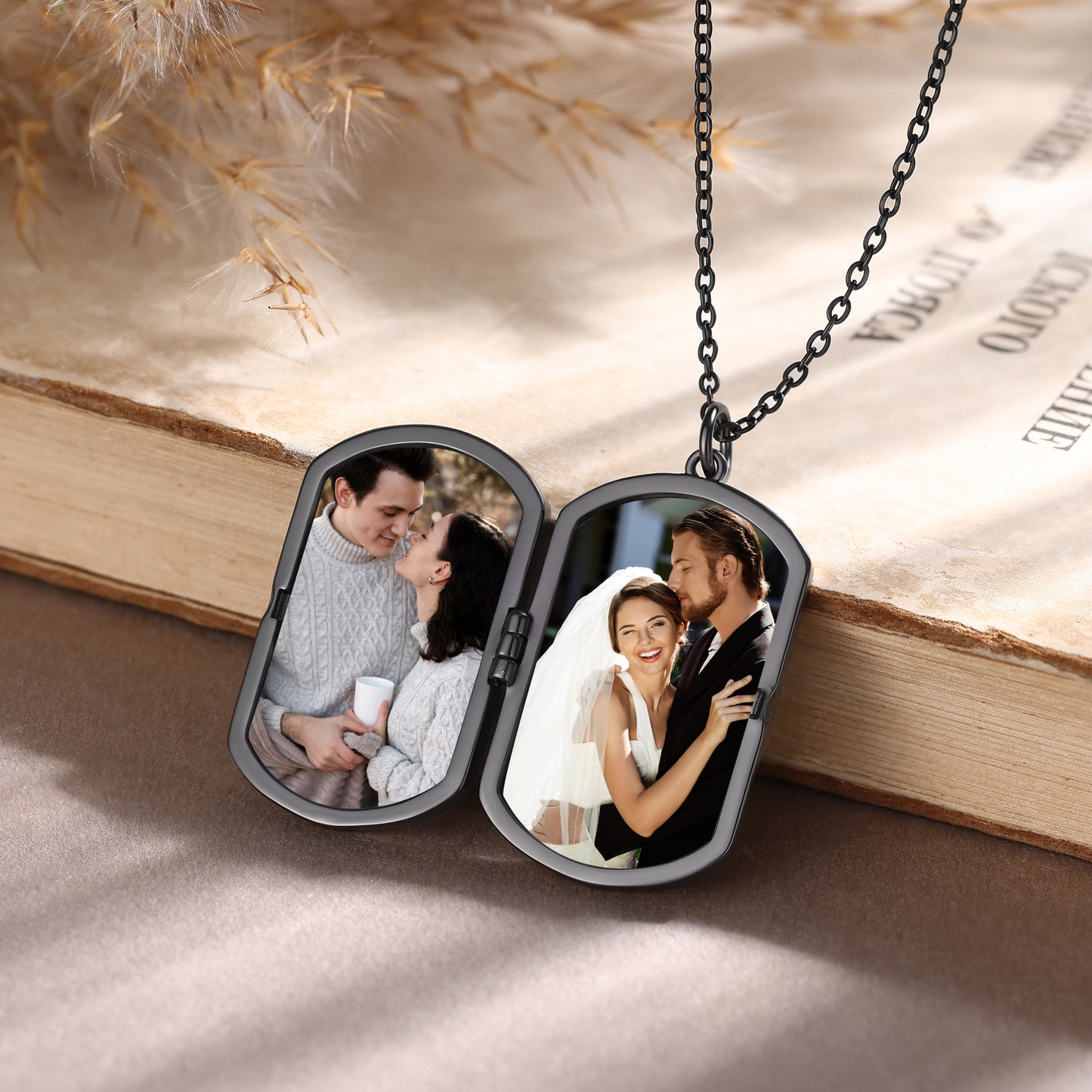 Personalised Men's Stainless Steel Cross Photo Locket Necklace