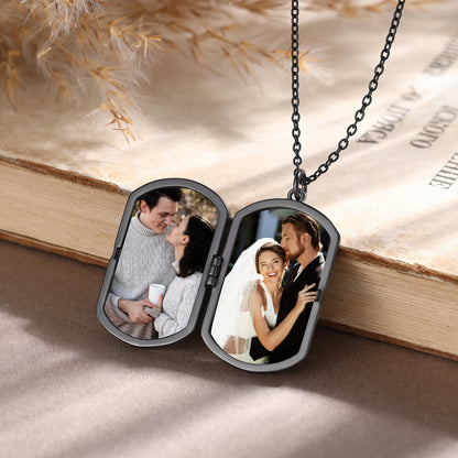 Personalised Men's Stainless Steel Cross Photo Locket Necklace