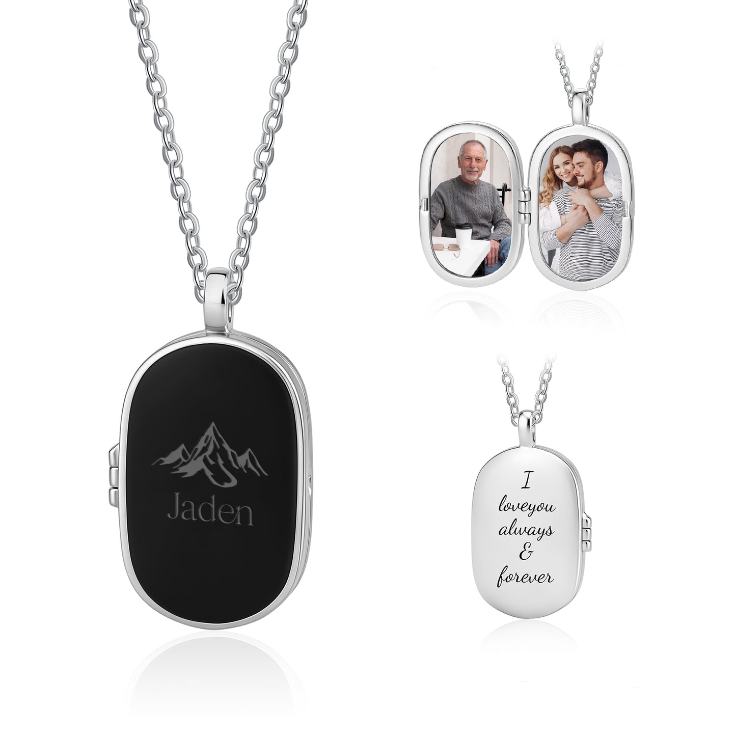 Personalised Men's Stainless Steel Photo Locket Necklace