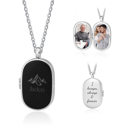 Personalised Men's Stainless Steel Photo Locket Necklace