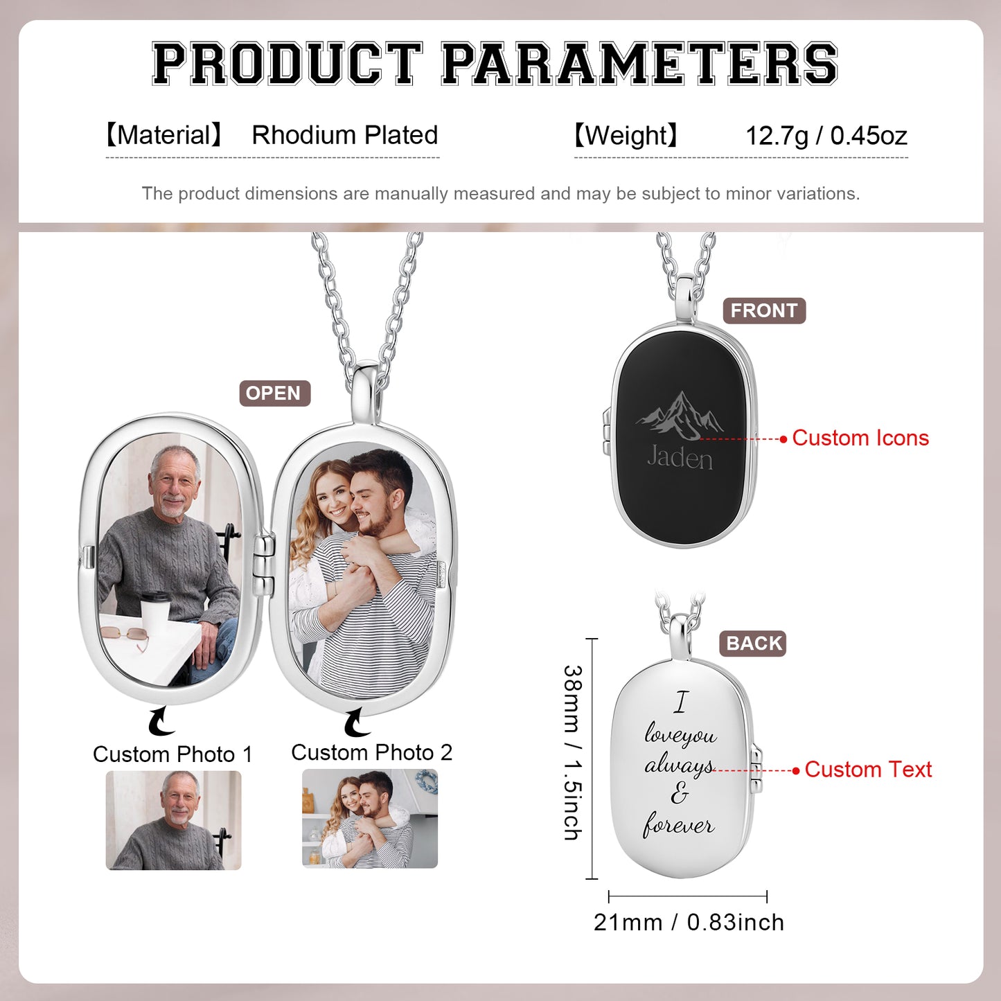 Personalised Men's Stainless Steel Photo Locket Necklace