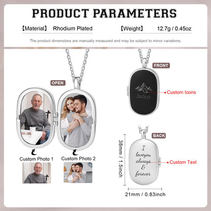 Personalised Men's Stainless Steel Photo Locket Necklace