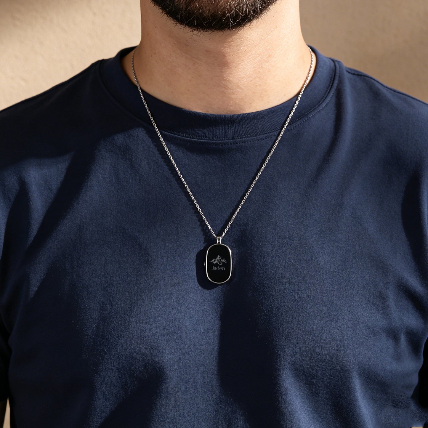 Personalised Men's Stainless Steel Photo Locket Necklace