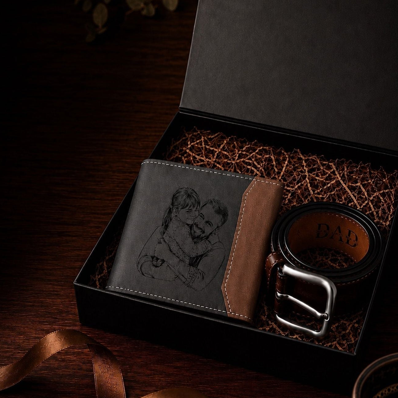 The Signature Father's Day Gift Pack | Personalised Leather Wallet & Belt Gift Set