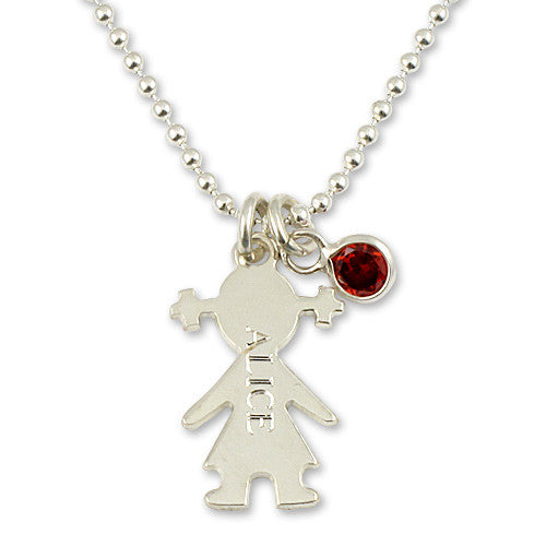 Girl or Boy Charm & Birthstone Personalised Necklace