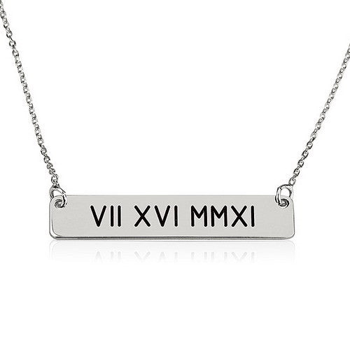 Personalised Roman Bar Necklace