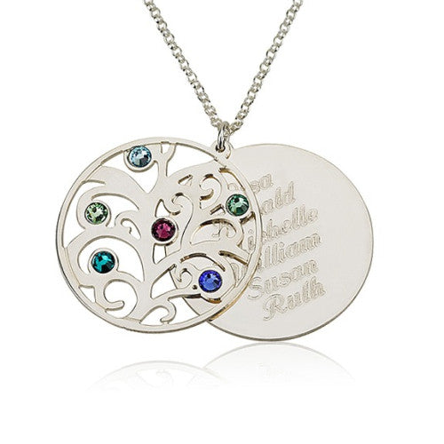 Double Layer Family Tree Personalised  Necklace