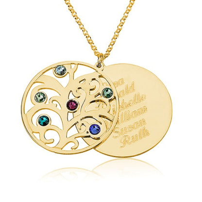 Double Layer Family Tree Personalised  Necklace