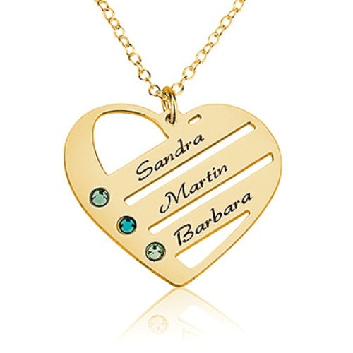 Family Heart Personalised Necklace- 3 Names