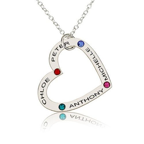 Family heart deals necklace