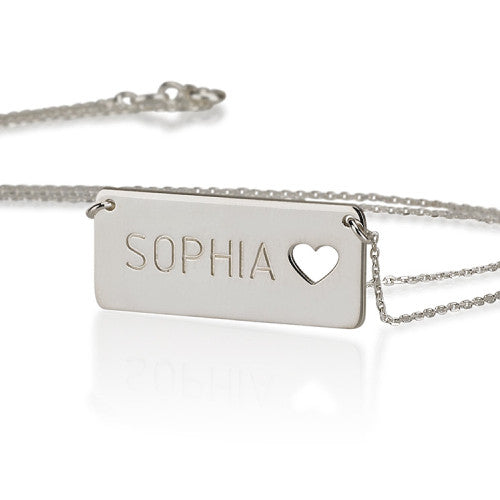 Personalised Large Bar Heart Necklace