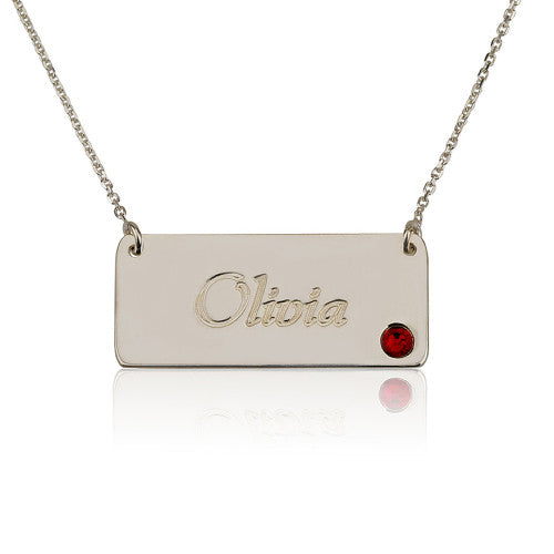 Personalised Bar Necklace with Birthstone