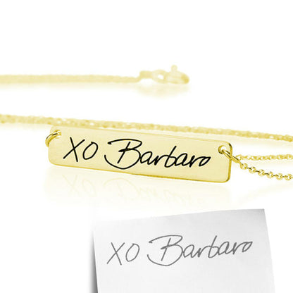 Personalised Signature/ Handwriting Bar Necklace