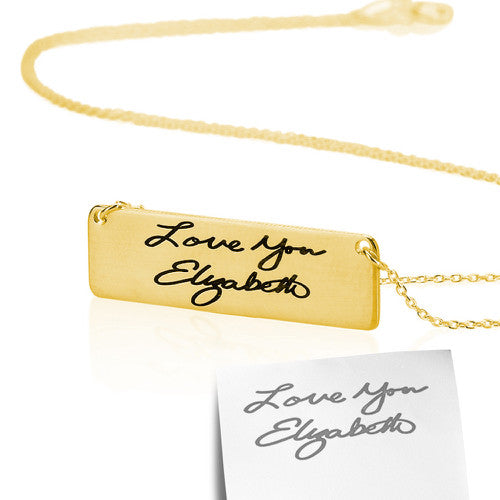 Personalised Signature/ Handwriting Bar Necklace