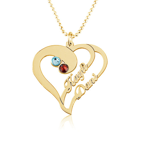 Names & Birthstones Personalised Heart Necklace