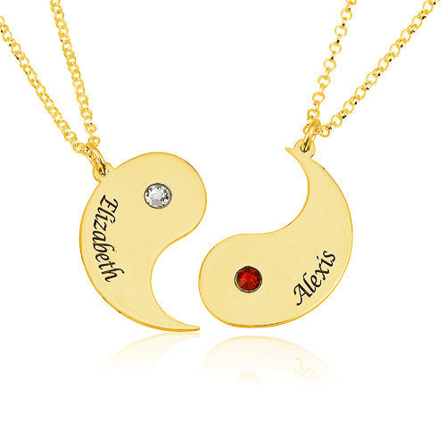 Yin Yang & Birthstones Personalised Friend/Couple Necklaces