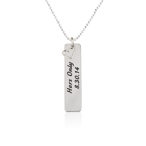 Personalised Vertical Bar Necklace with Heart Charm